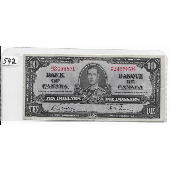Canadian 10 dollar bill 1937 Gordon/Towers