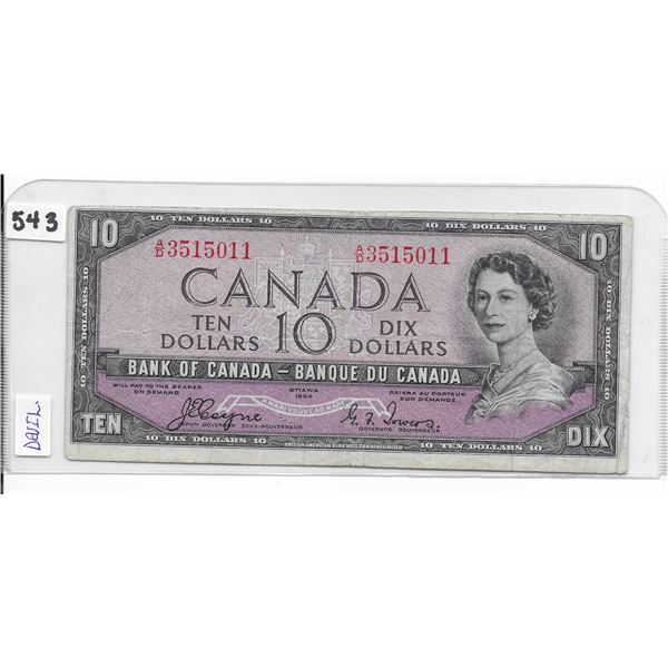 Canadian 10 dollar bill Devil's Face 1954 Coyne/Towers