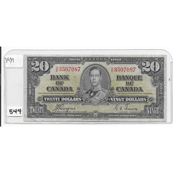 Canadian 20 dollar bill 1937 Coyne/Towers