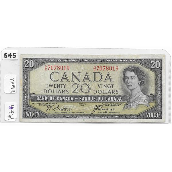 Canadian 20 dollar bill Devil's Face 1954 Beattie/Coyne