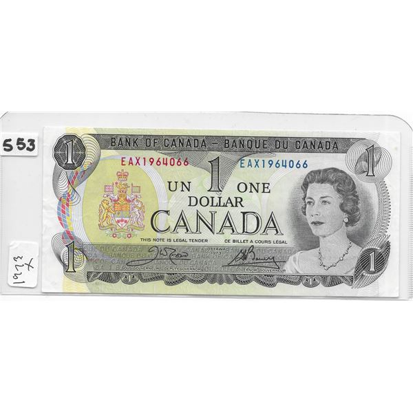 Canadian 1 dollar bill 1973 Lawson/Bouey