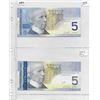 Image 1 : Canadian 5 dollar bill (x 2) 2003 Knight/Dodge/2006 Jenkins/Dodge