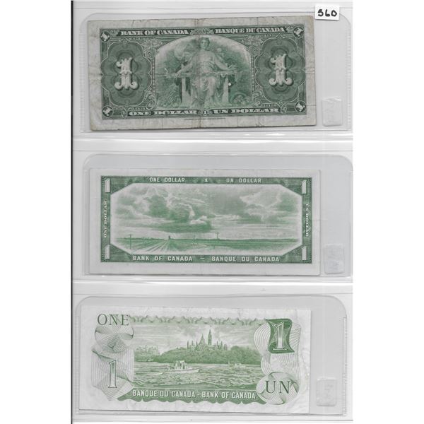 Canadian 1 dollar bill 1937 Coyne/Towers, Canadian 1 dollar bill 1954 Beattie/Rasminsky, Canadian 1 