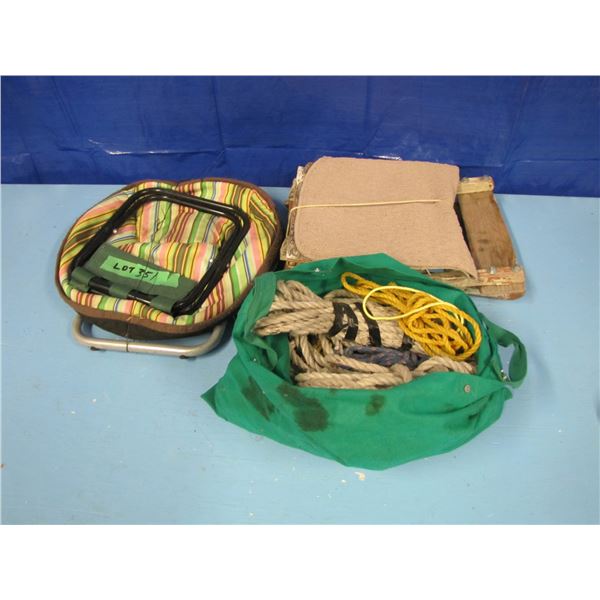 folding camp stools and bag of rope