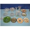 Image 1 : iridescent glassware, collector plates, vases