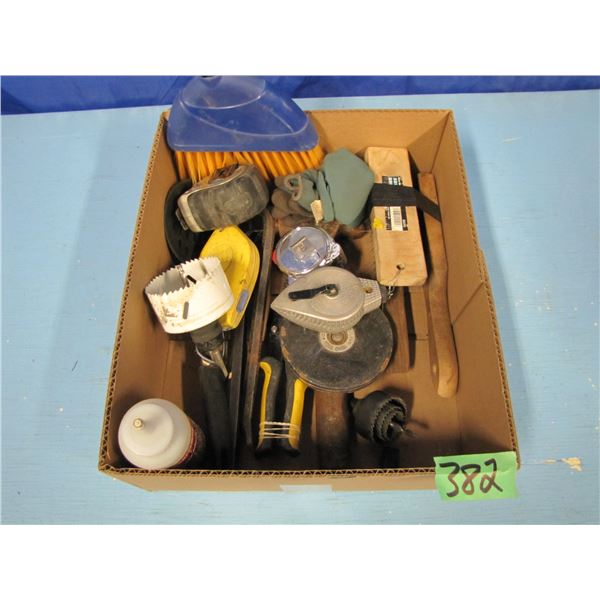 hole saws, chalk Lines, tape measures Etc