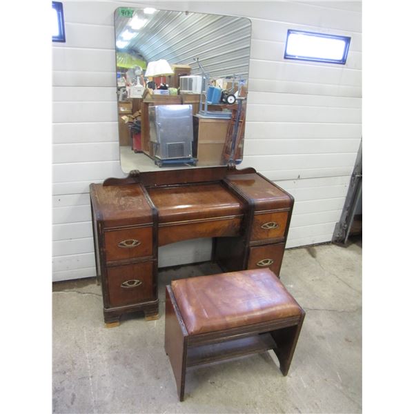 makeup table with stool