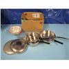 Image 1 : pots and pans, enamelware colander