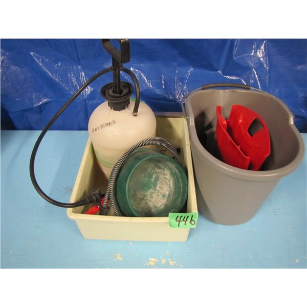 mop bucket, sprayer, heated pet dish