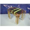 Image 1 : a lot of three brass and glass nesting tables