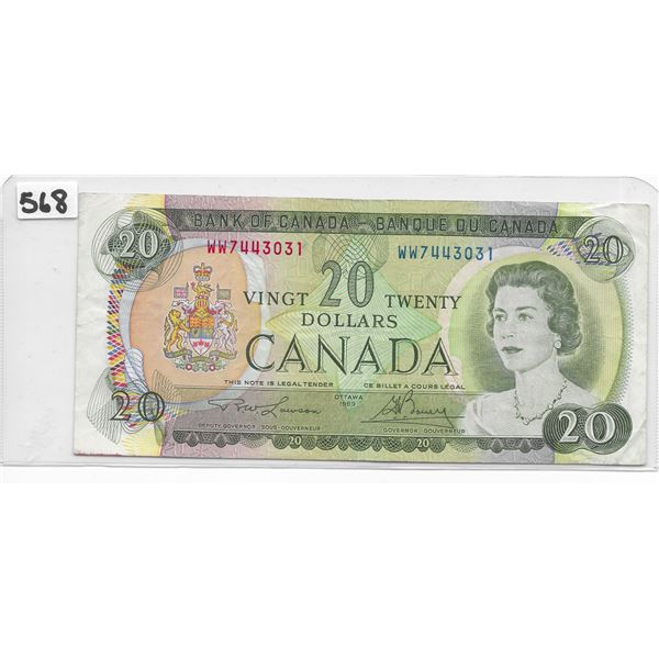 Canadian 20 dollar bill 1969 Lawson/Bouey