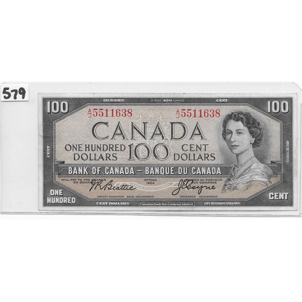 Canadian 100 dollar bill 1954 Beattie/Coyne