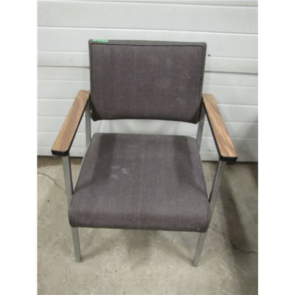 upholstered metal frame armchair