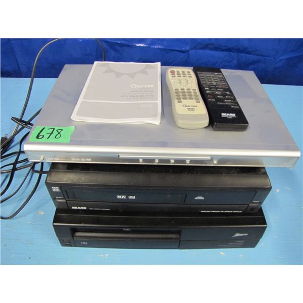 DVD player and two VHS tape players