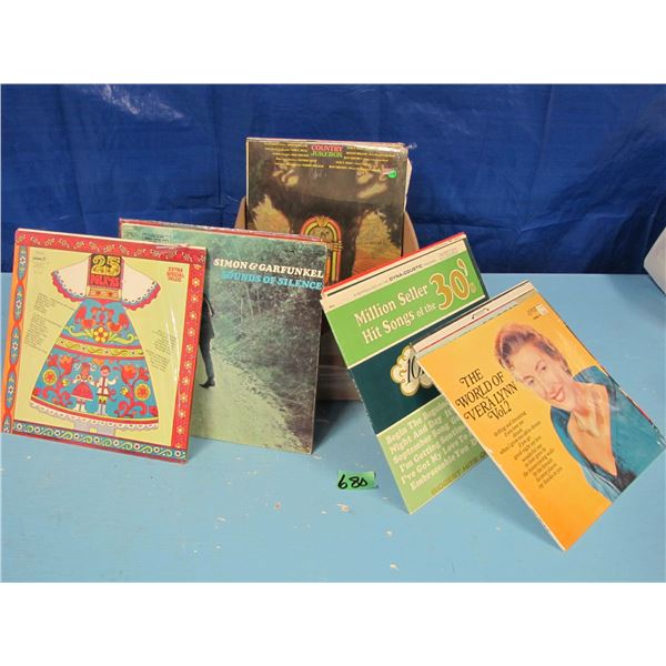 box with assorted records