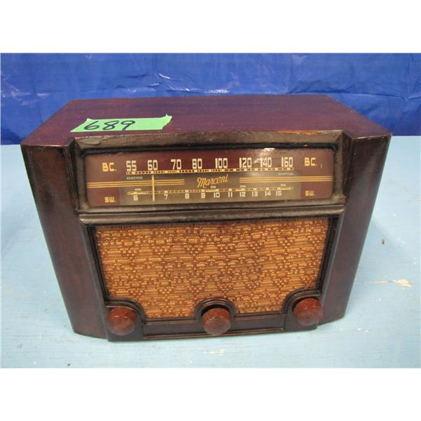 Marconi tabletop radio wood cabinet