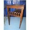 Image 6 : wooden end table and metal frame magazine rack