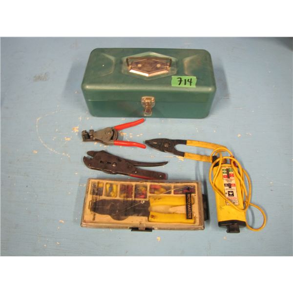 metal kit with electrical repair supplies