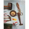 Image 4 : metal tool box with hammers, tape measures Etc