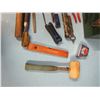 Image 6 : metal tool box with hammers, tape measures Etc