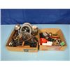 Image 1 : lot of two boxes with Wheels, spotlight, various electrical etcetera