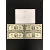 Image 1 : LOT OF 4 MINT CONDITION USA SEQUENTIAL $2 BILLS  [LOT 1]