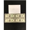 Image 1 : LOT OF 4 MINT CONDITION USA SEQUENTIAL $2 BILLS  [LOT 4]