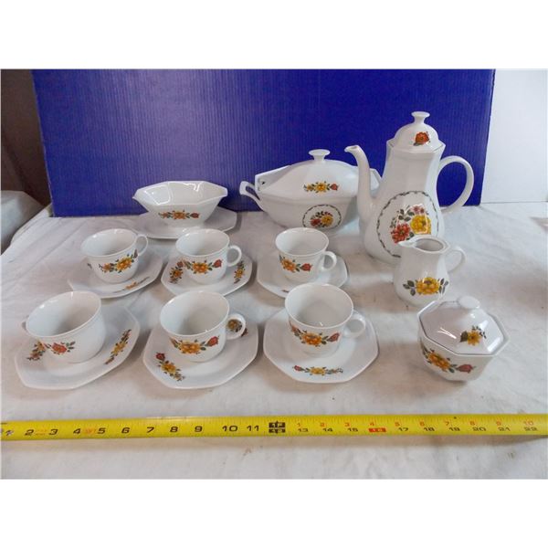 Vintage 20pc German Dining Set - MINT - Teapot, Cup and Saucer, Cream, Sugar, etc Schirnding Bavaria