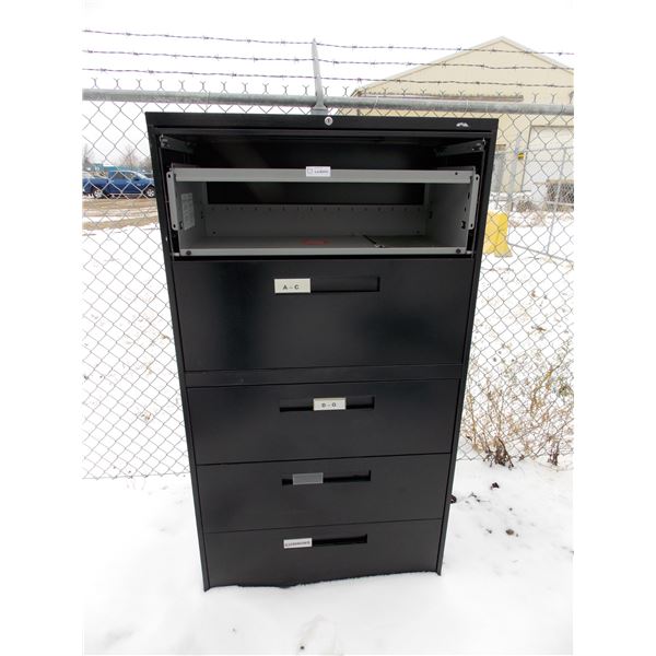 Large Metal Filing Cabinet (4 rollout drawers and top fold-up drawer) - 65"T, 36"W, 18"D