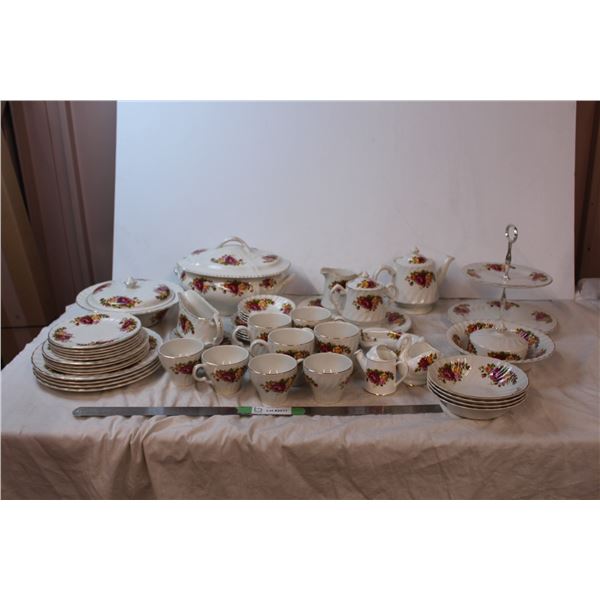 50 piece “Cottage Rose” Woods and sons ceramic dinnerware