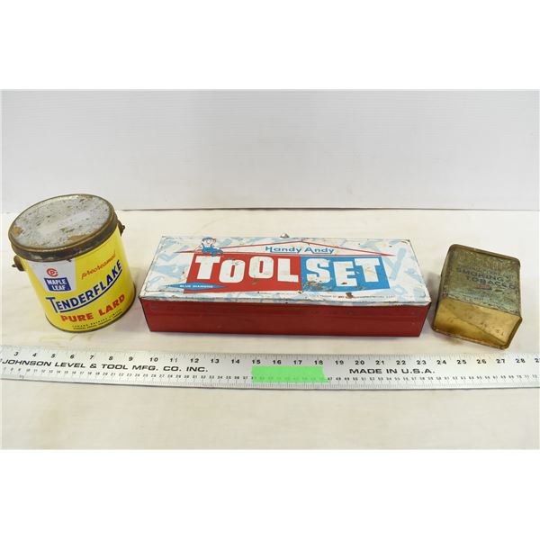 Vintage Tins of Lard, Tobacco & Tools