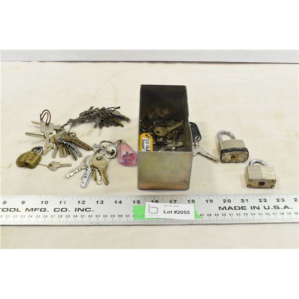 Metal Box w/ Misc. Keys & Locks