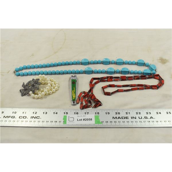 Bag of Necklaces & Fancy Nailclippers