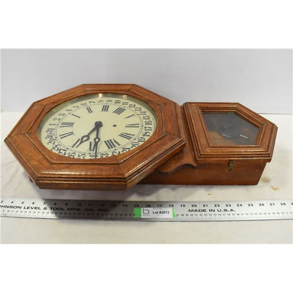 RARE Arthur Pequegnat Wooden Hanging Clock (Brandon Night Day Hanging Clock)– Not Working