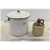 Image 1 : Enamel Pot & Small Stone Jug