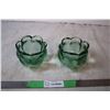 Image 1 : 1 Pair Glass Green Heavy Candles 1960’s Never used