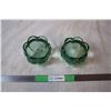 Image 2 : 1 Pair Glass Green Heavy Candles 1960’s Never used