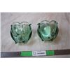 Image 3 : 1 Pair Glass Green Heavy Candles 1960’s Never used