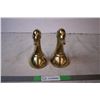 Image 1 : Pair Of Antique Solid Brass Bookends Ducks