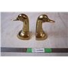 Image 2 : Pair Of Antique Solid Brass Bookends Ducks