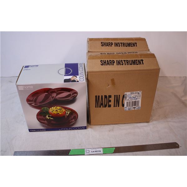 (3) boxes of 4 7.5’ Ruby Plates - JC Penney