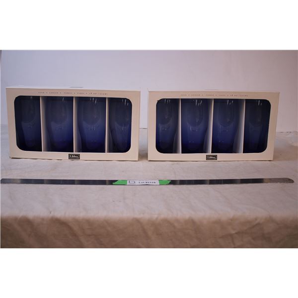 8 Blue Drinking Glasses