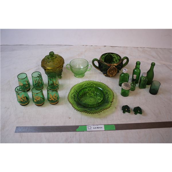 Green Glassware - Vintage items