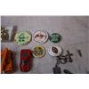 Image 3 : Tin with toy cars, pins, dice, Keychains, wooden eggs