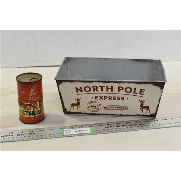 Vintage Fire Extinguisher & Small Metal Basket