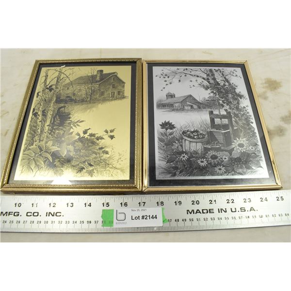 2 Metallic Pictures in Frames