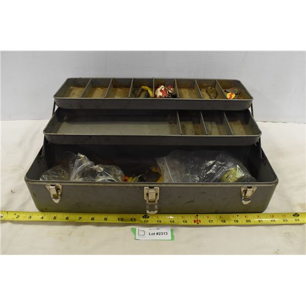 Vintage Metal Tackle Box with contents