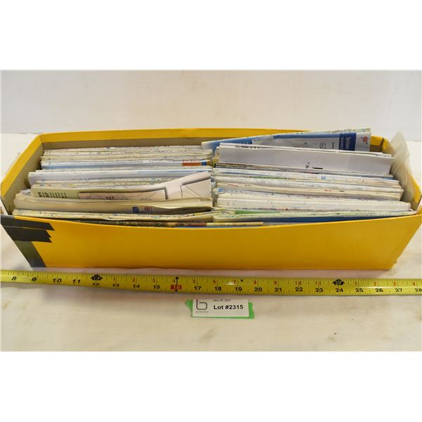 Box of Vintage Paper Maps