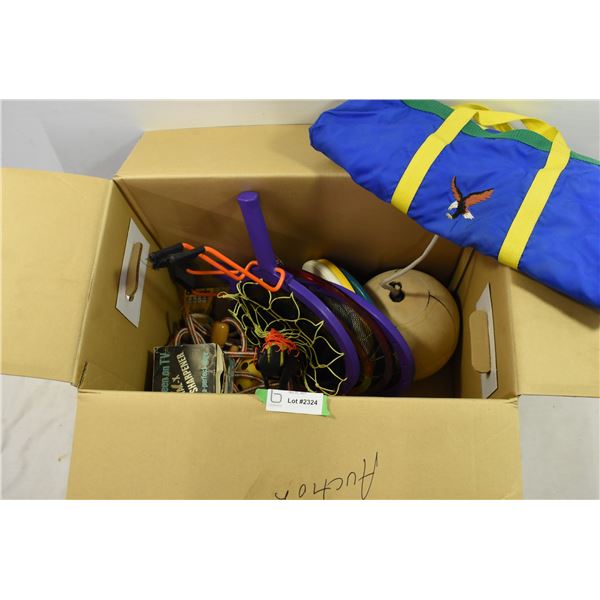 Box w/ Sports Equipment & Games