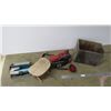 *dirt devil vacuum (working), turner camp stove, wooden crate, misc